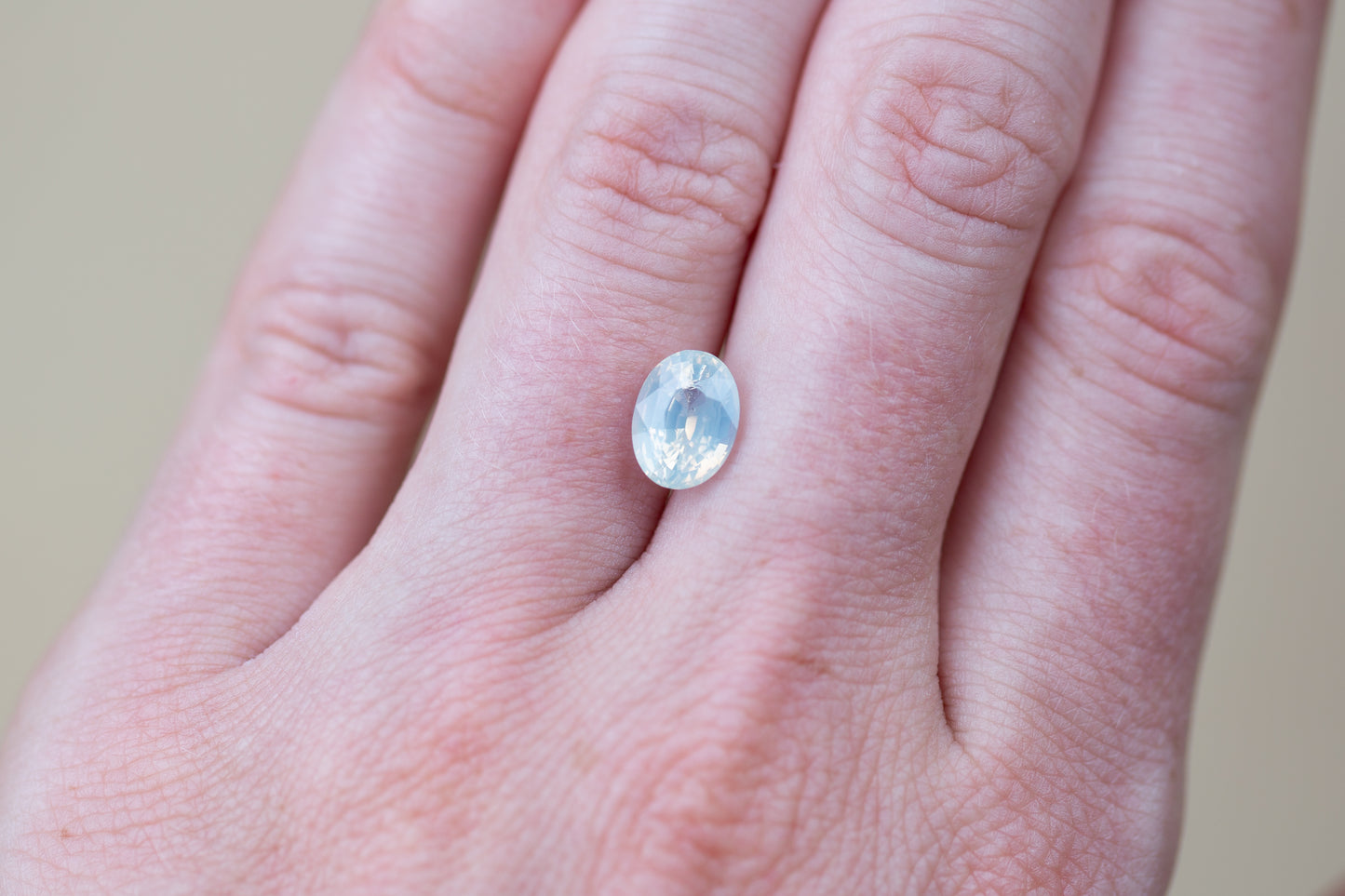 3.23ct Oval Opalescent White Sapphire