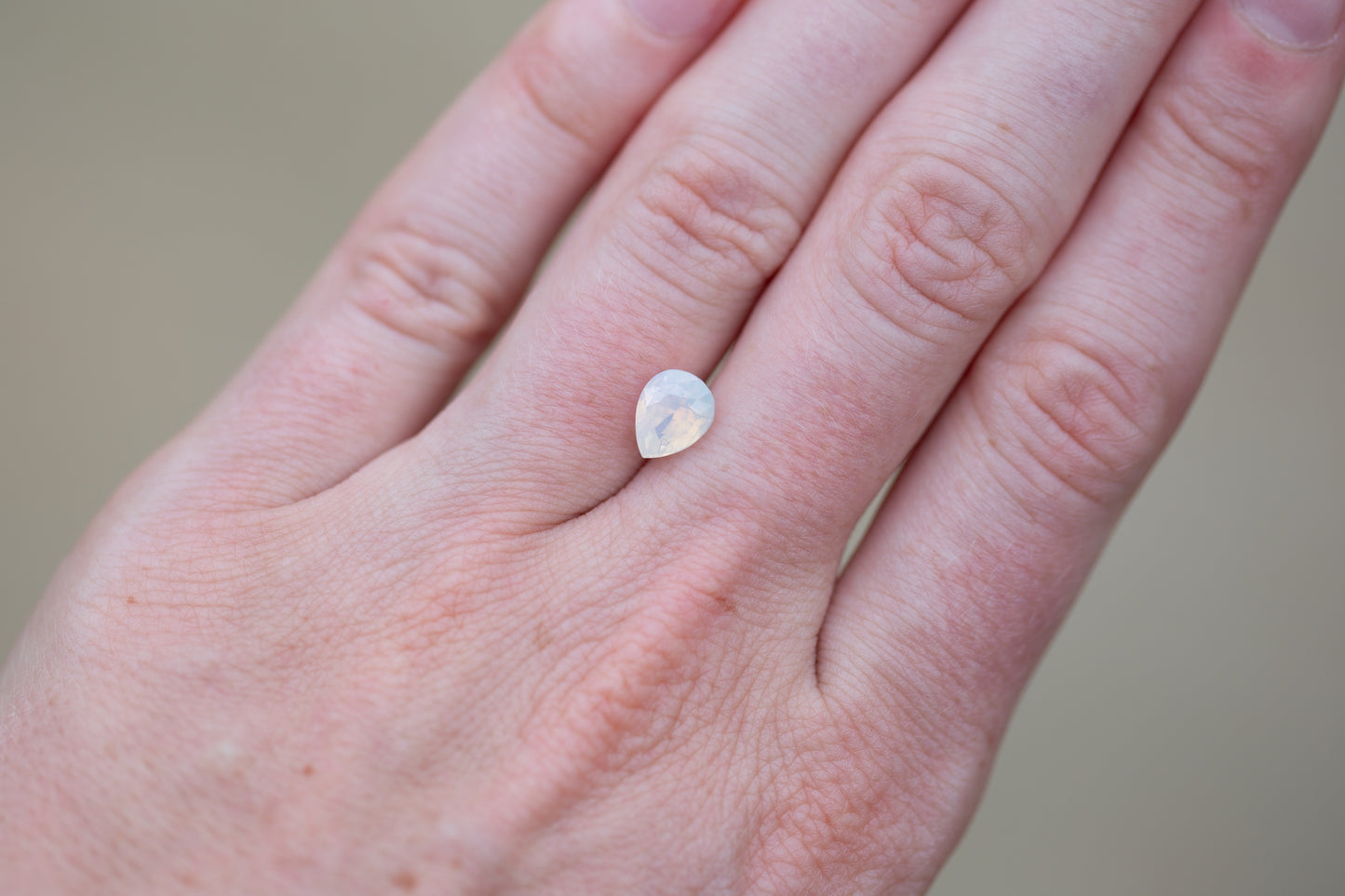 2.03ct Pear Opalescent White Sapphire