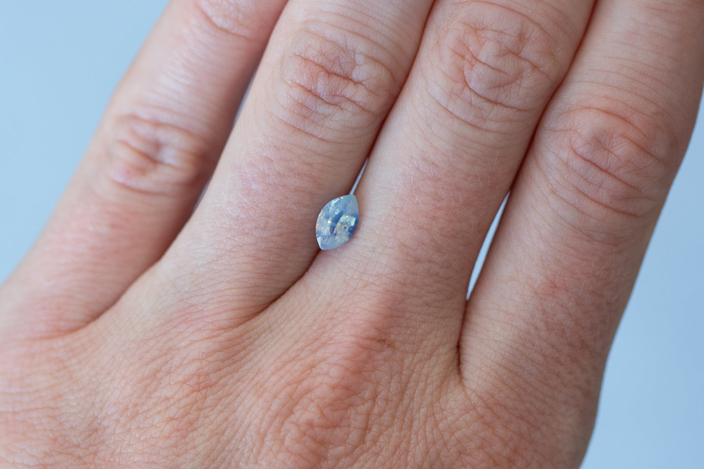 1.06ct Marquise Opalescent White and Blue Sapphire