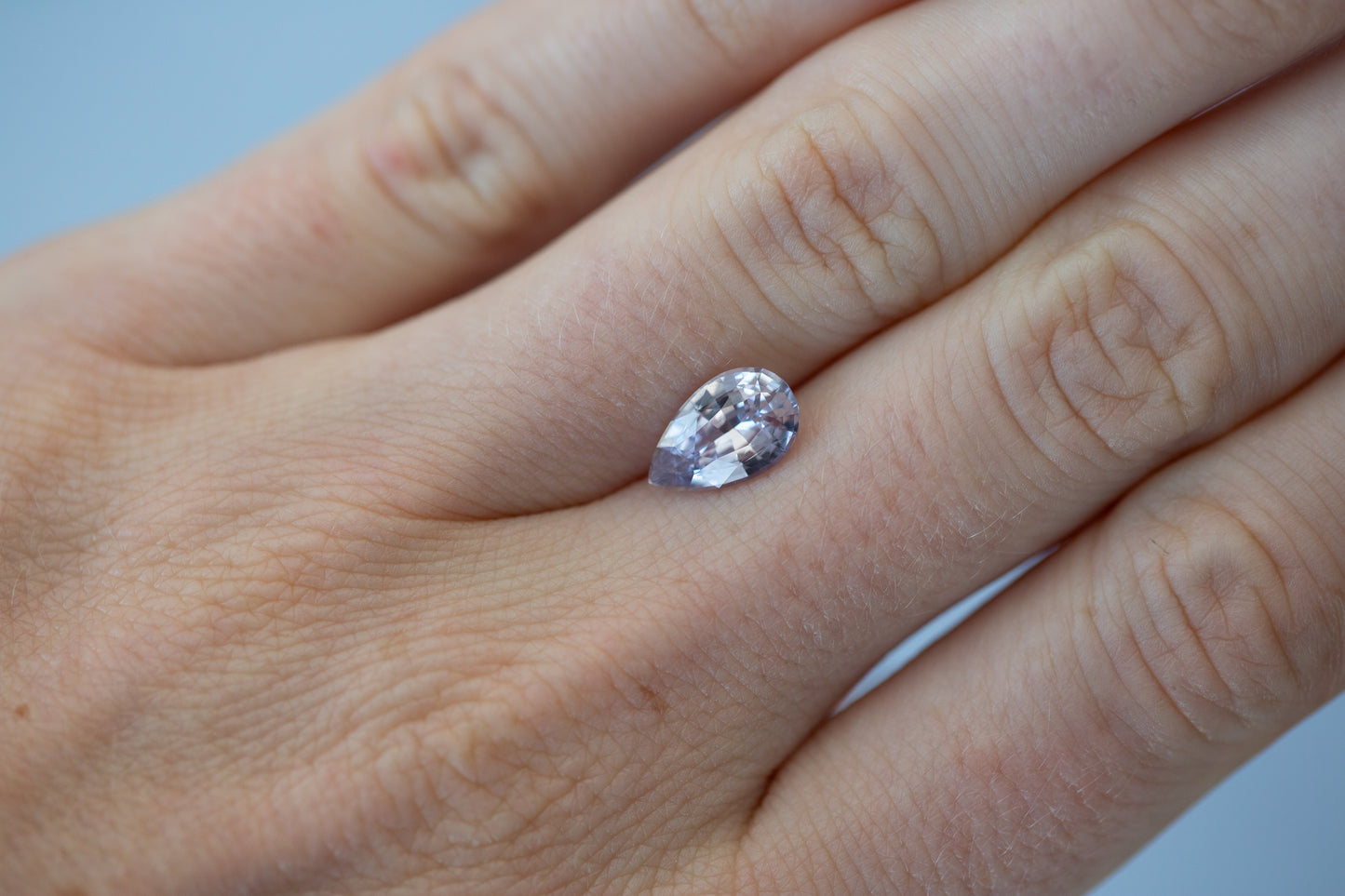 2.13ct Pear Silver Lavender Sapphire