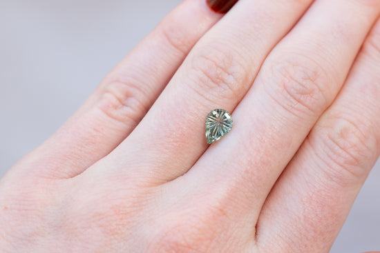 1.29ct Pear Green Sapphire, Starbrite Cut by John Dyer