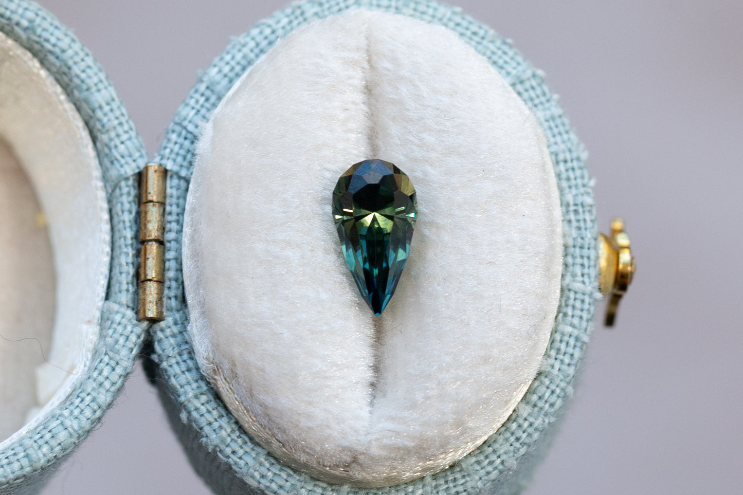 1.89ct Pear Bue and Green Sapphire, Regal Radiant Cut by John Dyer