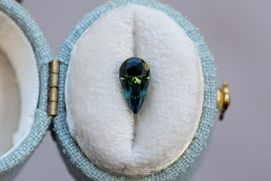 1.89ct Pear Bue and Green Sapphire, Regal Radiant Cut by John Dyer