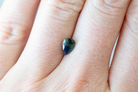 1.08ct Pear Deep Green and Opalescent Blue Sapphire