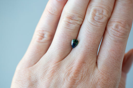 1.08ct Pear Deep Green and Opalescent Blue Sapphire