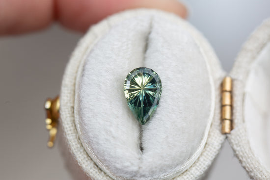 1.61ct pear parti green teal Starbrite sapphire from John Dyer