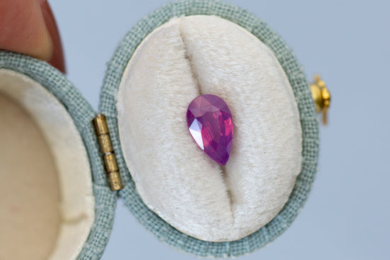 1.59ct Pear Vibrant Pink Purple Sapphire