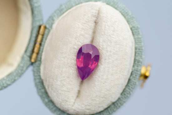 1.59ct Pear Vibrant Pink Purple Sapphire