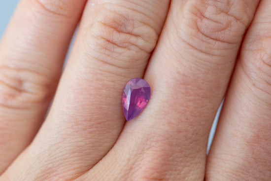 1.59ct Pear Vibrant Pink Purple Sapphire