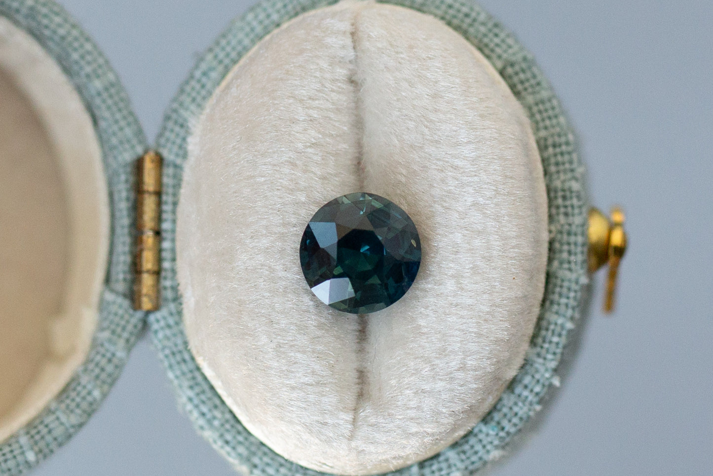 2.06ct Round Deep Teal Blue Sapphire