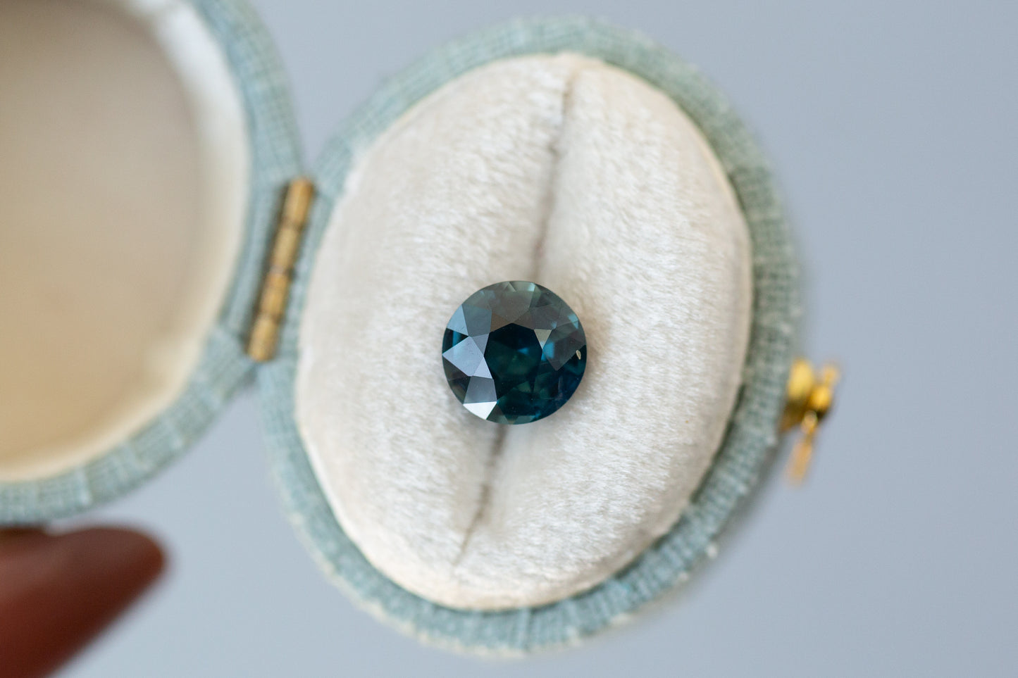 2.06ct Round Deep Teal Blue Sapphire