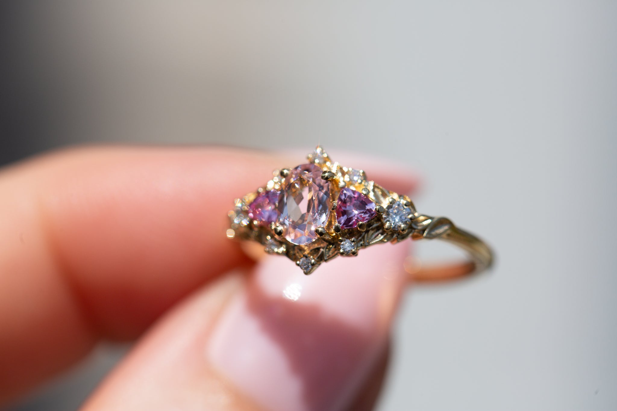 Briar Rose Five Stone setting with lab pink sapphire – Oore Jewelry