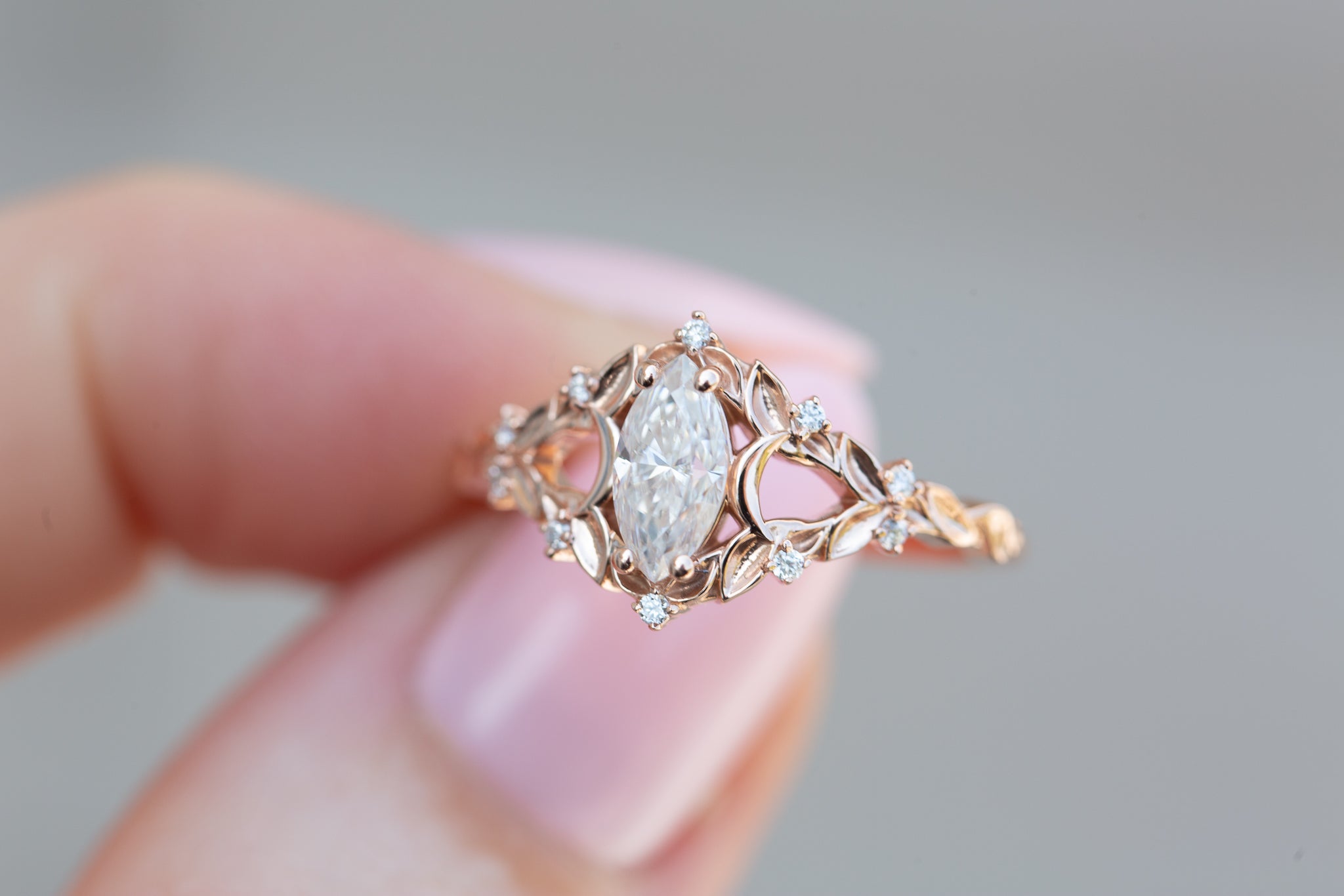 Briar moon setting with 8x4mm marquise moissanite – Oore Jewelry