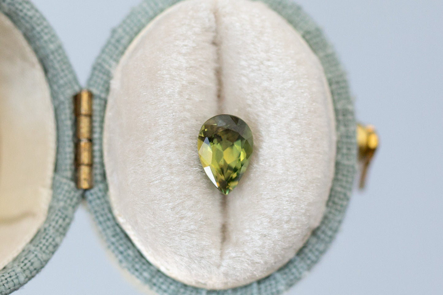 1.37ct Pear Yellow Green Sapphire