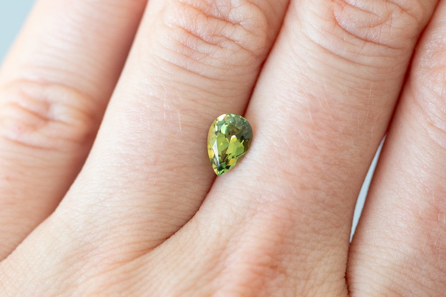 1.37ct Pear Yellow Green Sapphire