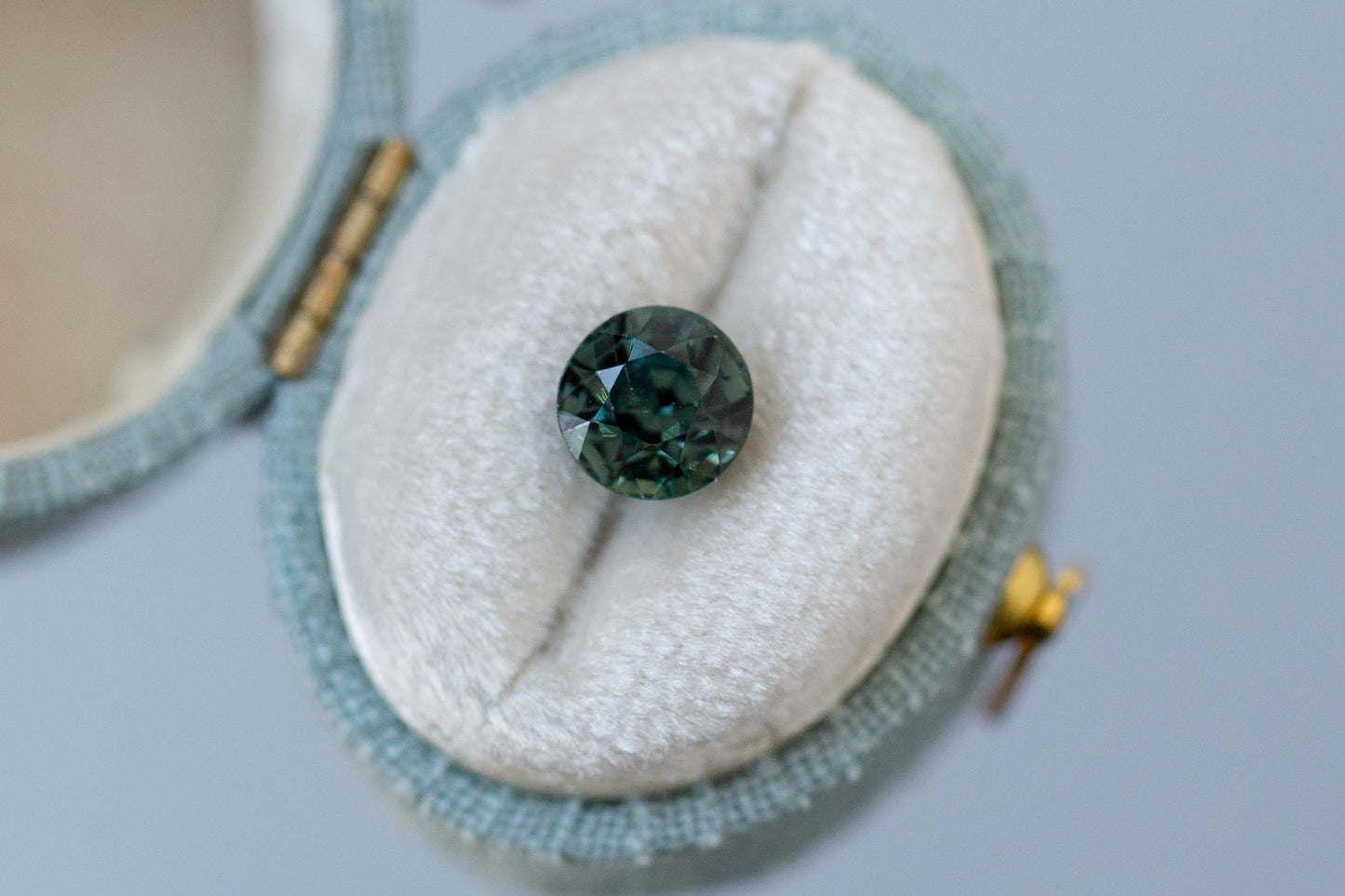 2.25ct Round Deep Teal Green Sapphire