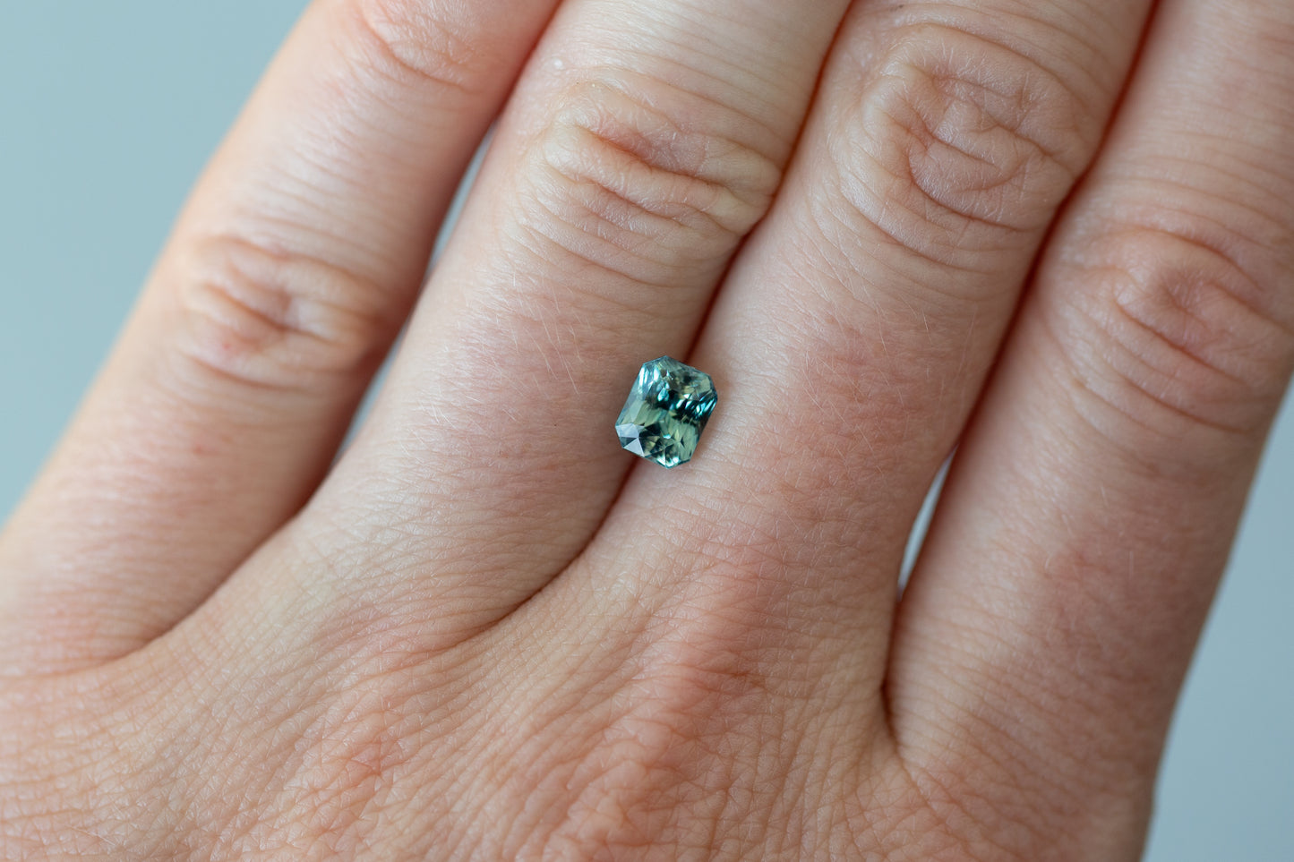 1.57ct Radiant Aqua Green Sapphire