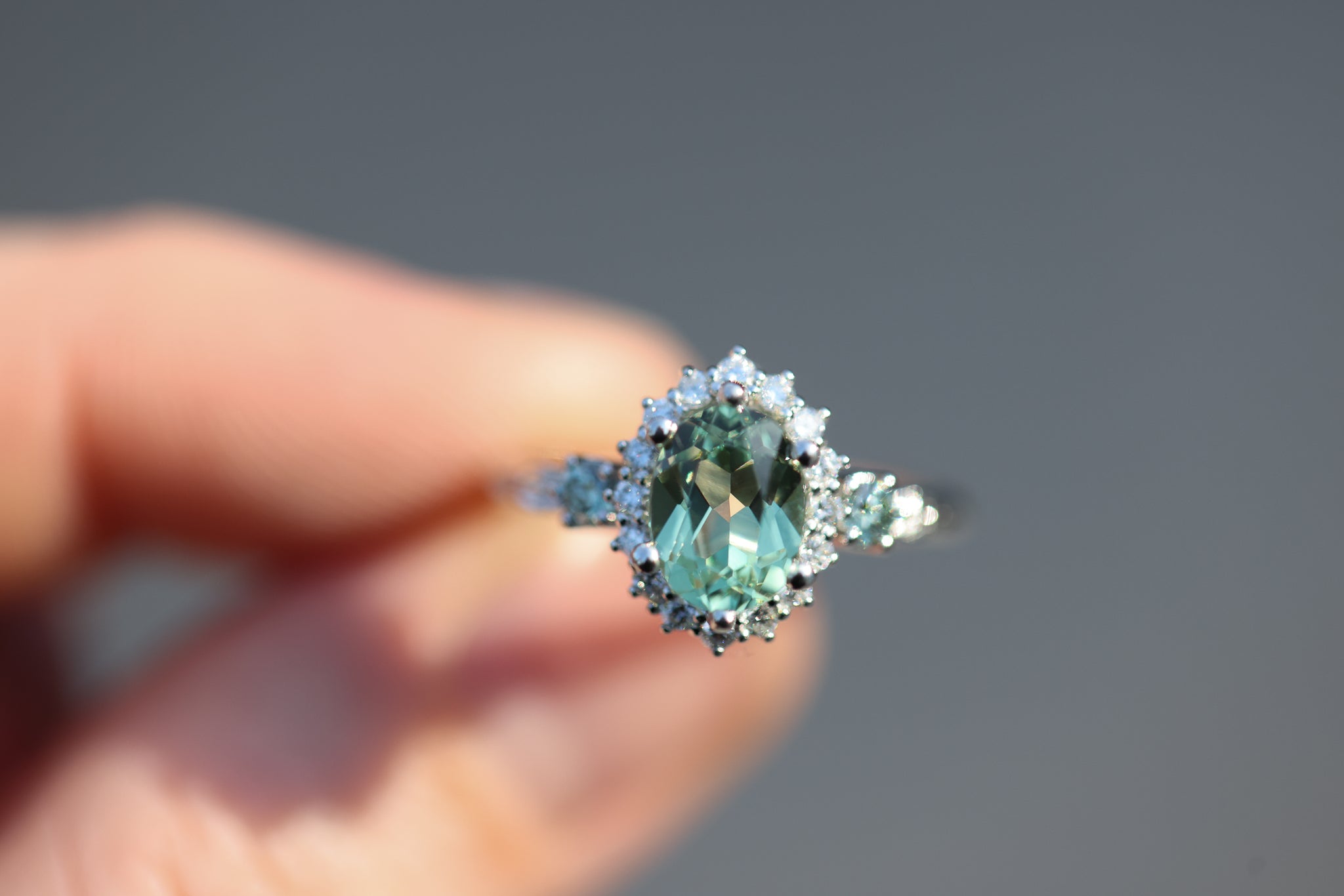 Ash setting with 8x6mm green lab sapphire – Oore Jewelry