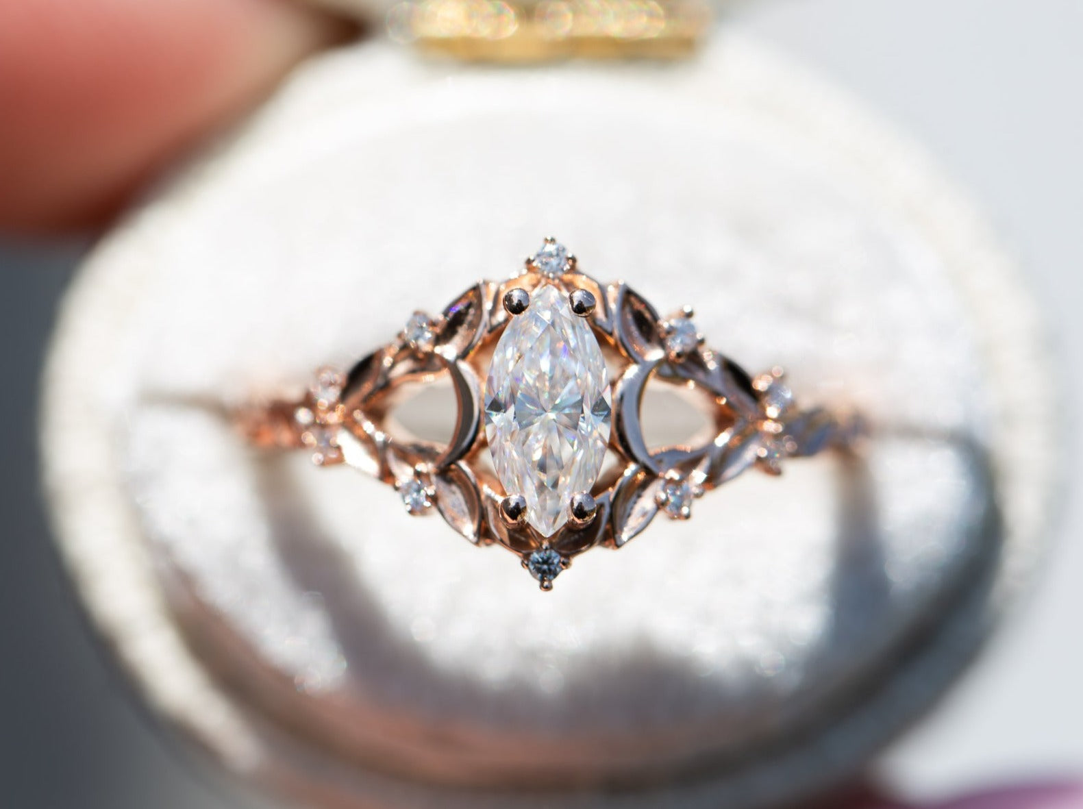 Briar Moon setting with 8x4mm marquise moissanite – Oore Jewelry
