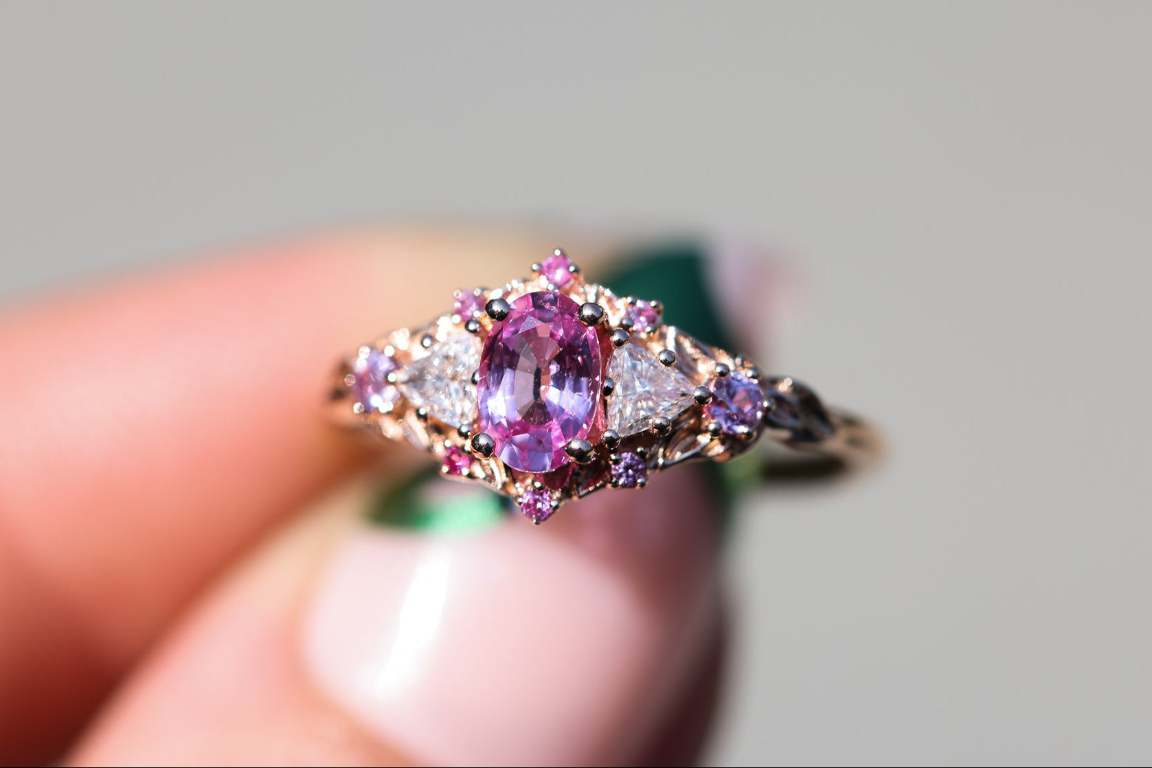 Briar Rose Five Stone setting with natural pink sapphire – Oore