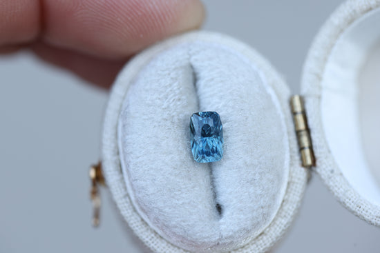 1.37ct cushion blue teal sapphire, Starbrite cut by John Dyer