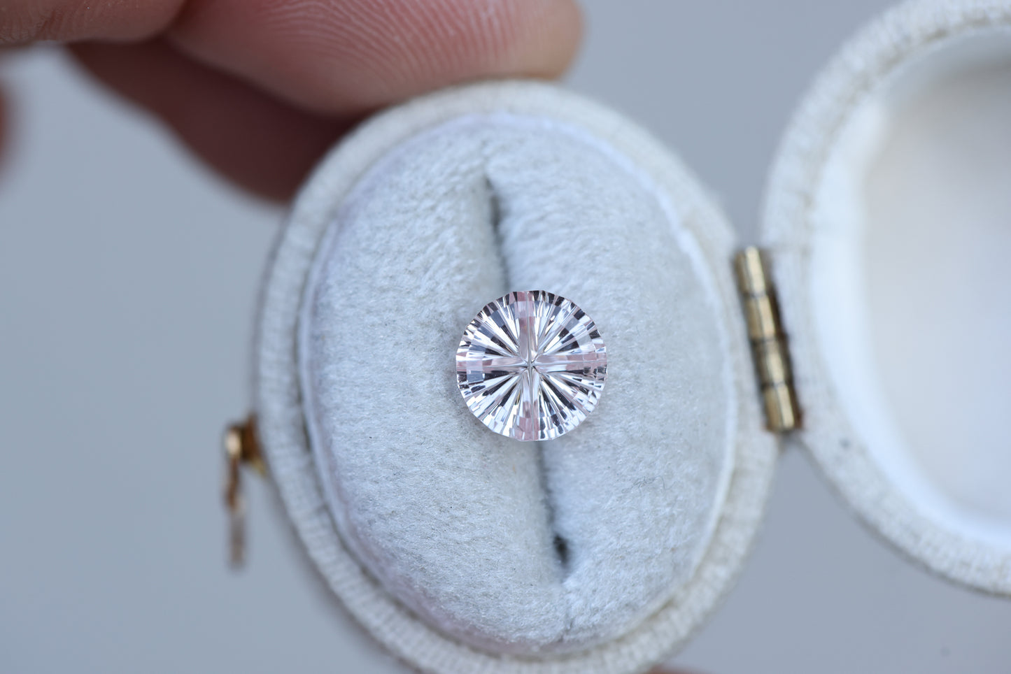 2.14ct round light pink sapphire, Starbrite cut by John Dyer