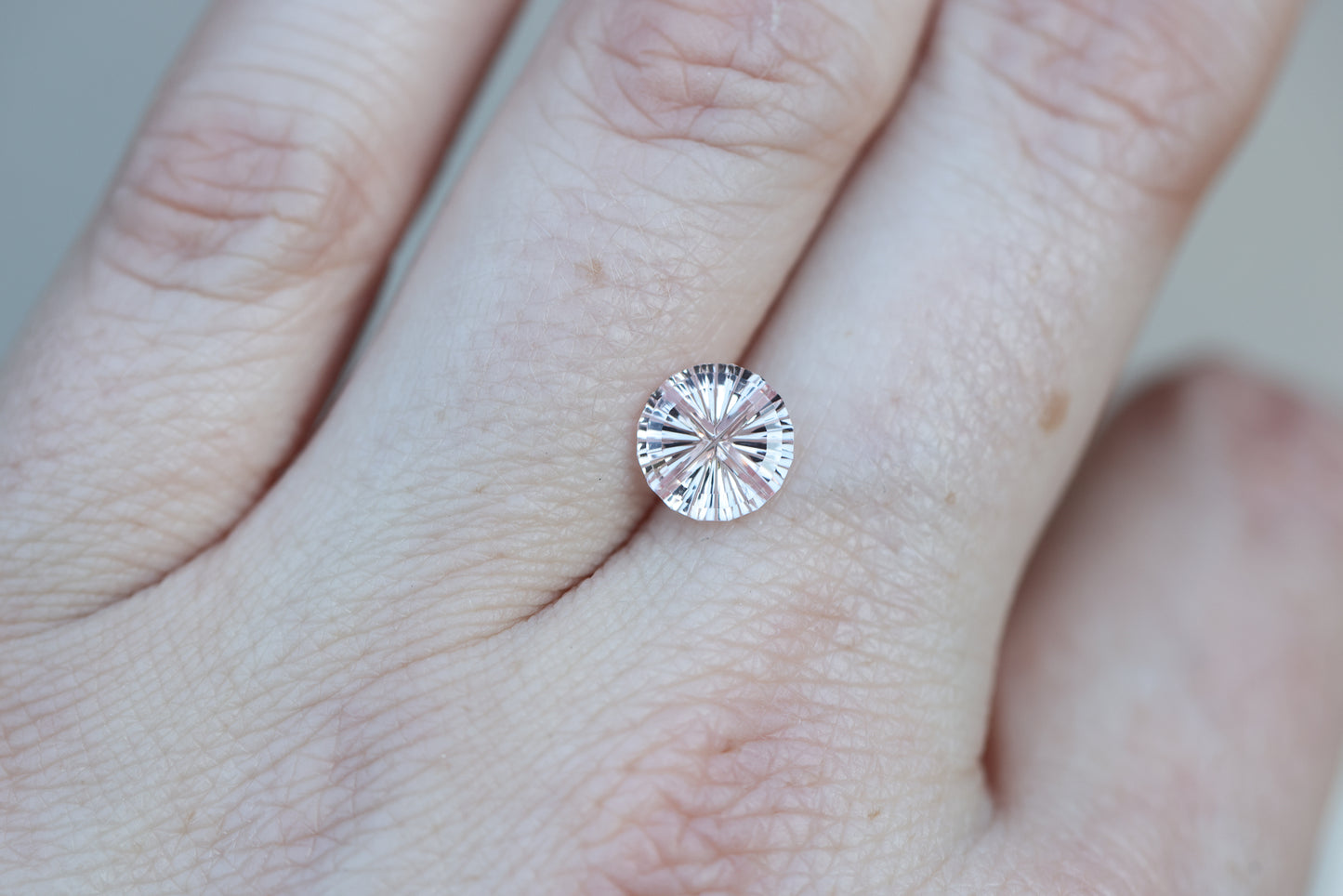 2.14ct round light pink sapphire, Starbrite cut by John Dyer