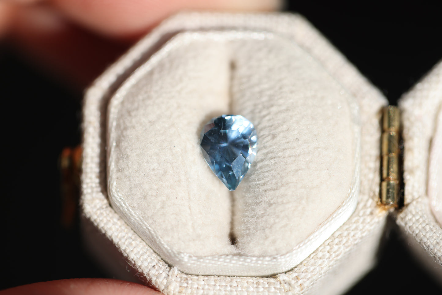 1.25ct pear icy blue sapphire - Regal Radiant cut by John Dyer
