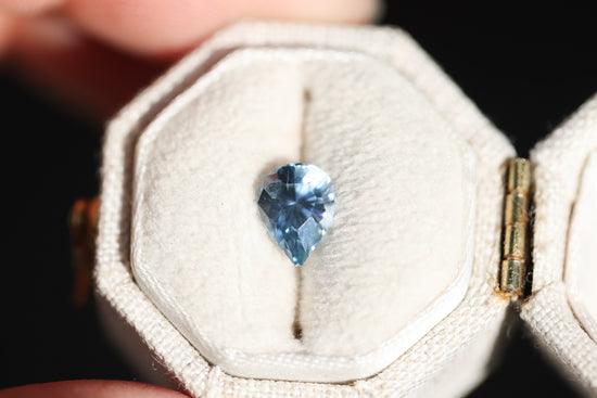 1.25ct pear icy blue sapphire - Regal Radiant cut by John Dyer