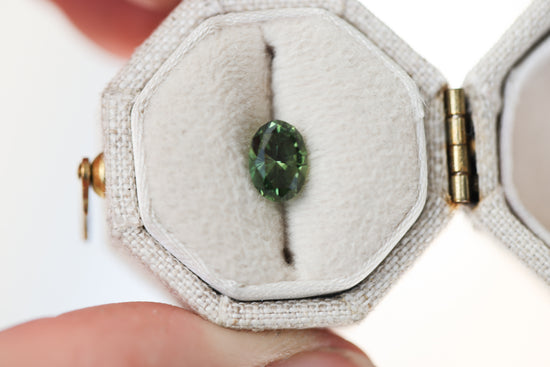 1.29ct oval green sapphire, Regal Radiant cut by John Dyer