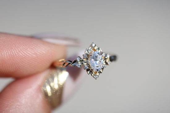 Ready to ship, size 7 14k yellow gold briar halo