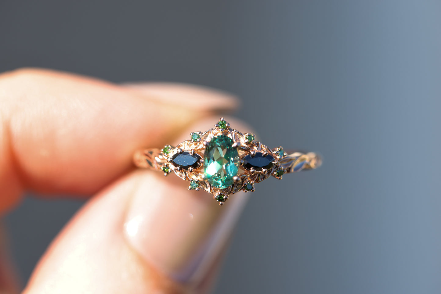 14k Yellow Gold Custom Green Sapphire And Diamond Engagement Ring #100111 -  Seattle Bellevue | Joseph Jewelry