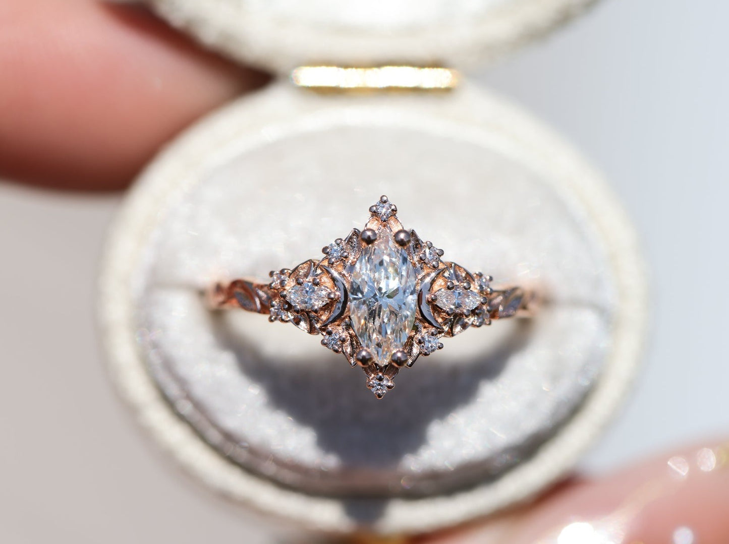 Load image into Gallery viewer, Customize your own briar moon three stone with marquise side stones
