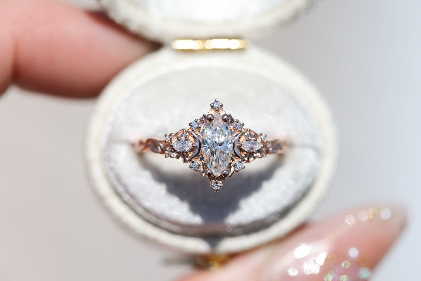 Load image into Gallery viewer, Customize your own briar moon three stone with marquise side stones
