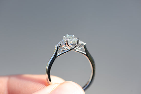 Ready to ship, Size 7 14k white Open work setting with pear starbrite sapphire