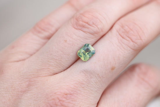 Load image into Gallery viewer, 2.14ct emerald cut opalescent green yellow sapphire
