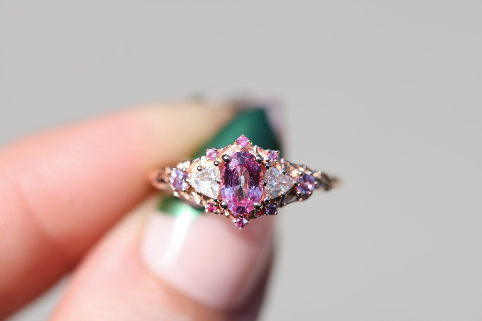 Briar Rose Five Stone setting with natural pink sapphire – Oore