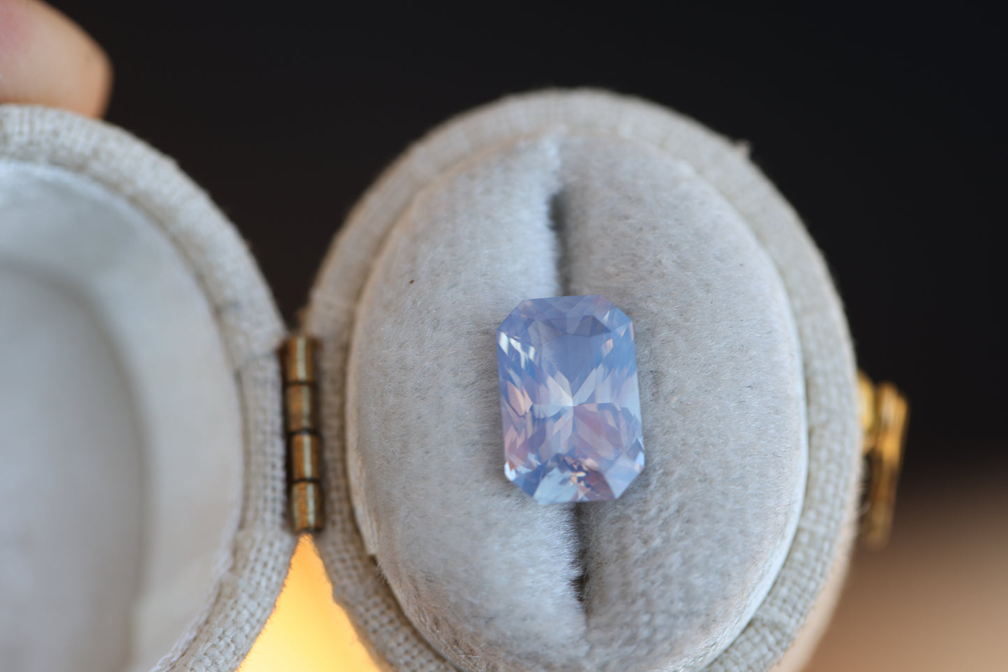 ON HOLD 2.63ct rectangle opalescent lavender sapphire