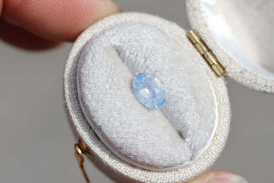 1.12ct oval opalescent light blue sapphire