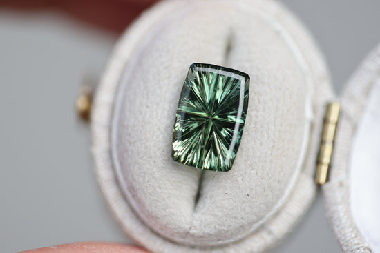 3.19ct rectangle green sapphire - Starbrite cut by John Dyer