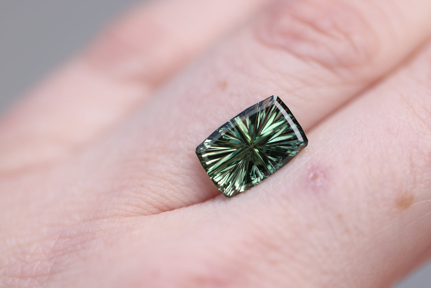 3.19ct rectangle green sapphire - Starbrite cut by John Dyer