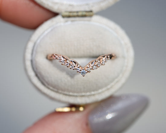 Load image into Gallery viewer, Briar chevron leaf band with 1mm stones
