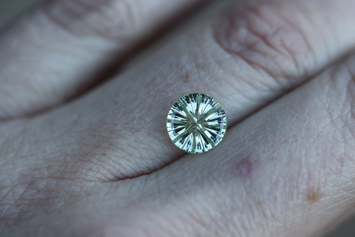 1.77ct round light pale green sapphire - Starbrite cut by John Dyer