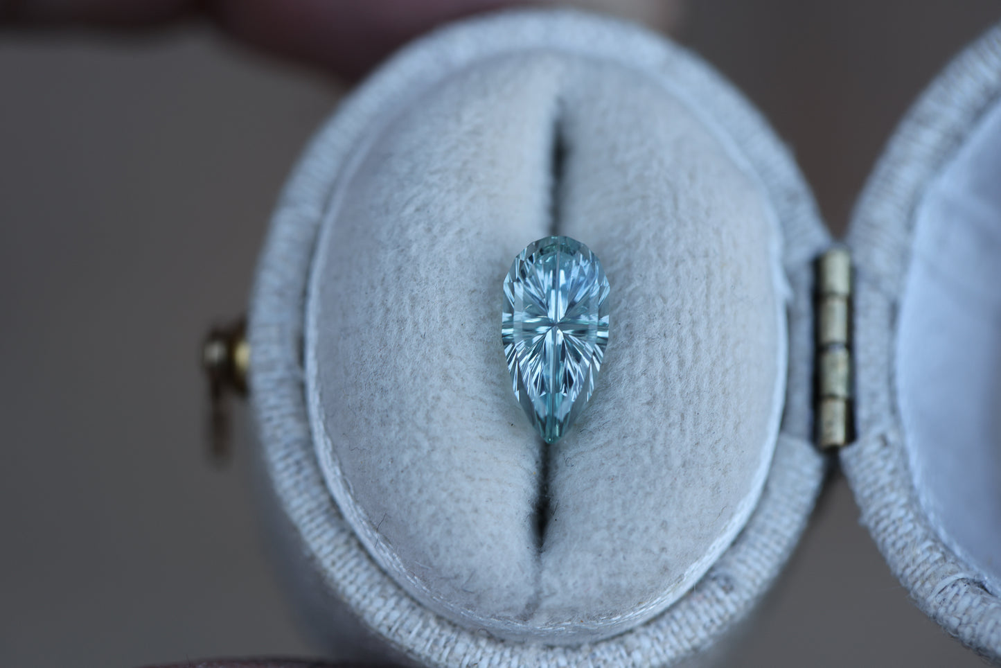 1.57ct pear light blue sapphire - Starbrite cut by John Dyer