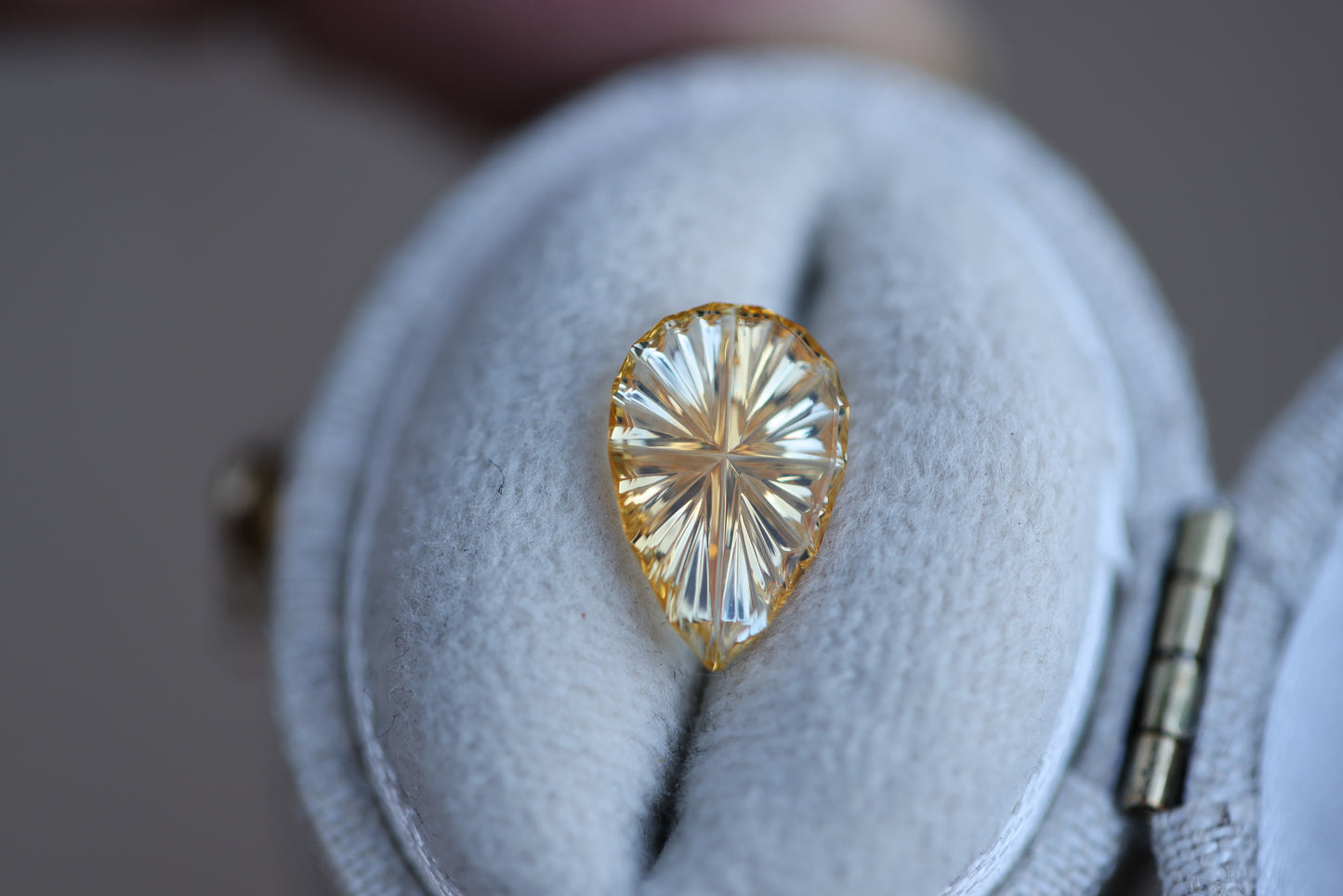 ON HOLD - 1.49ct pear yellow sapphire - Starbrite cut by John Dyer