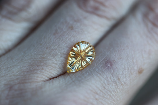 ON HOLD - 1.49ct pear yellow sapphire - Starbrite cut by John Dyer