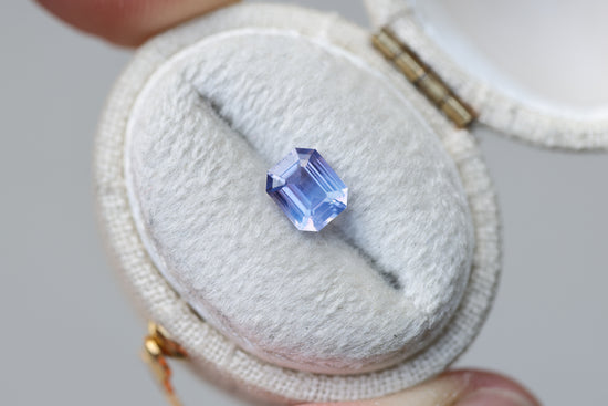 1.04ct emerald cut blue sapphire