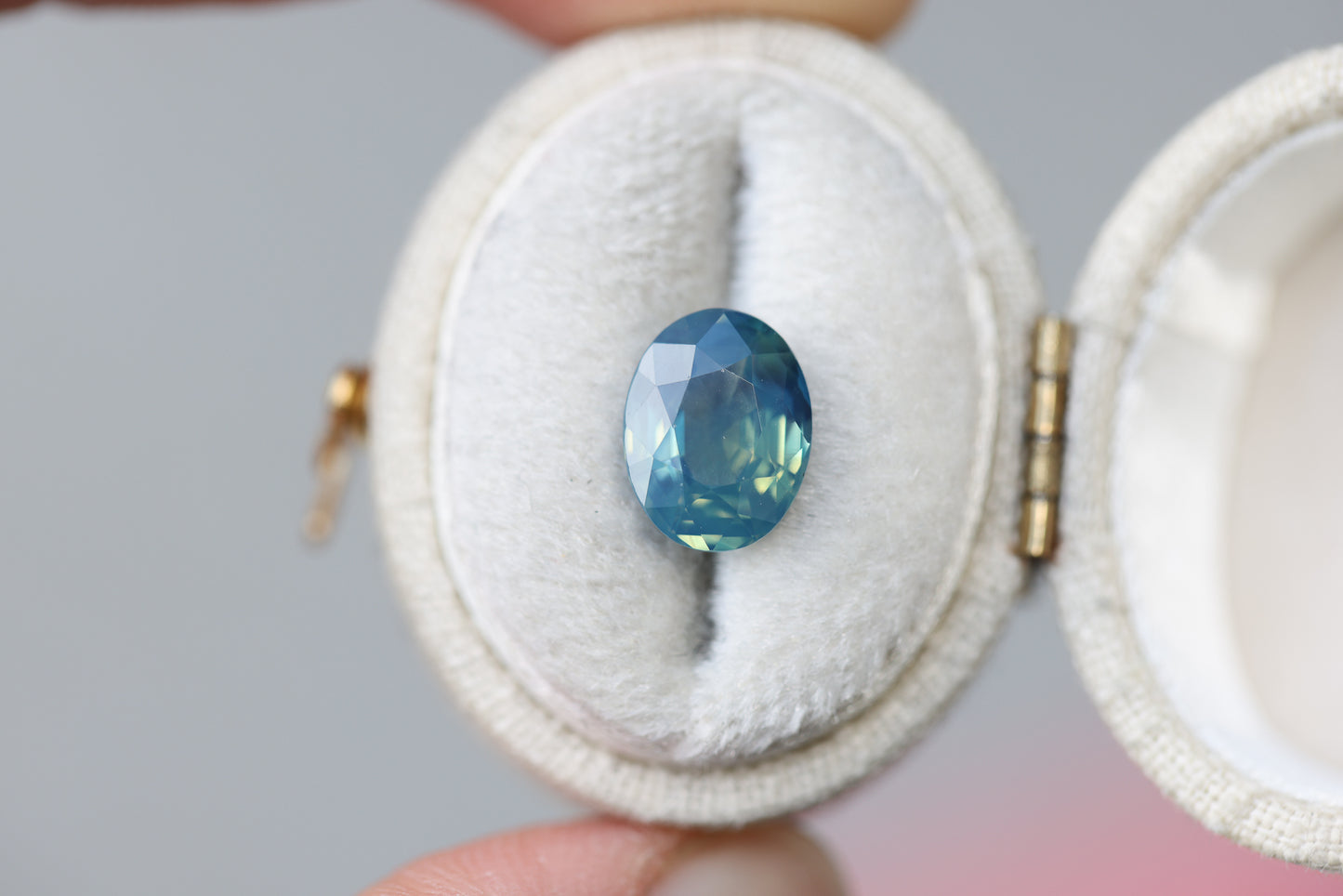 3.03ct oval opalescent blue teal sapphire
