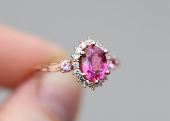 Load image into Gallery viewer, Ash setting with lab pink sapphire
