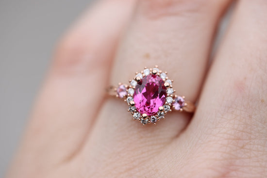 Load image into Gallery viewer, Ash setting with lab pink sapphire
